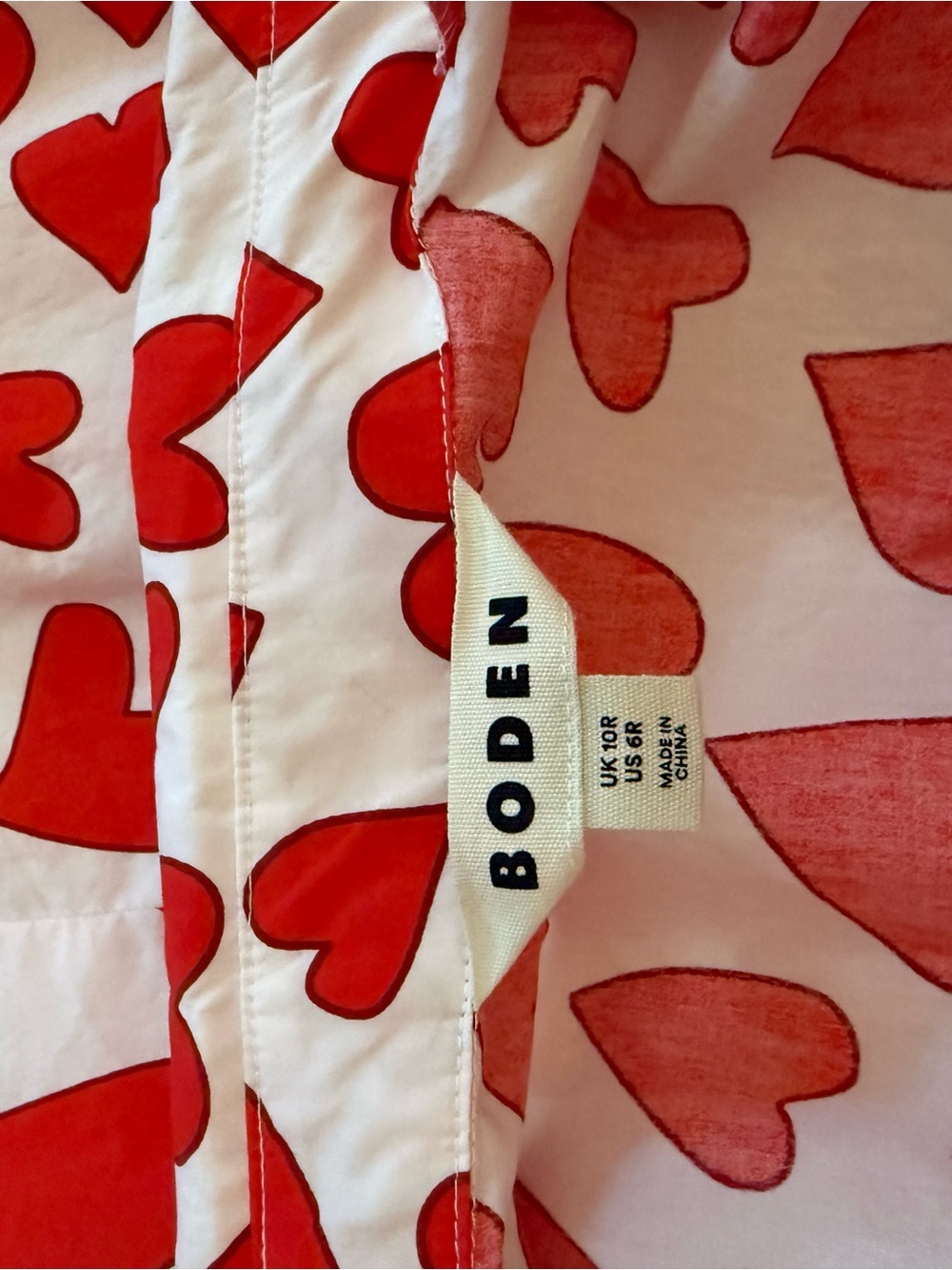 Boden Heart Print Button-Front Maxi Dress in White and Red - Picture 3 of 5